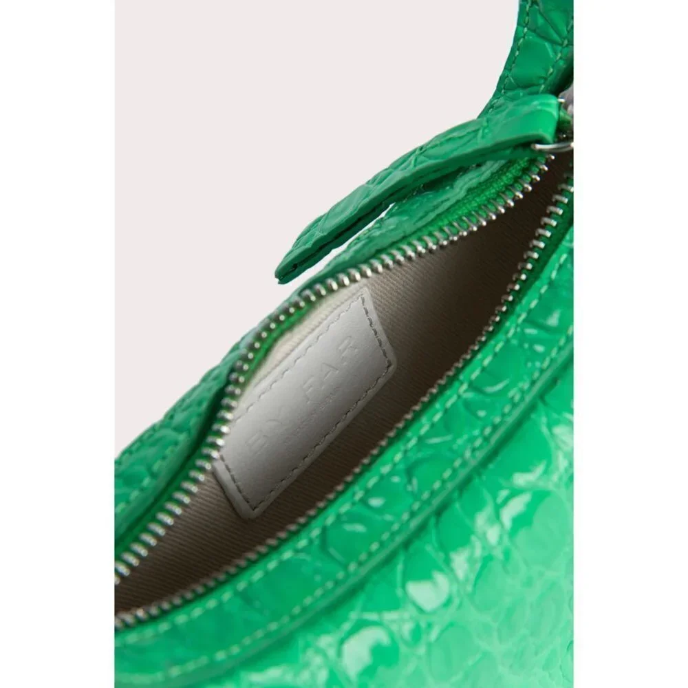 By Far Mini Soho Super Green Circular Croco Embossed Leather- Color Super Green - Picture 10 of 10